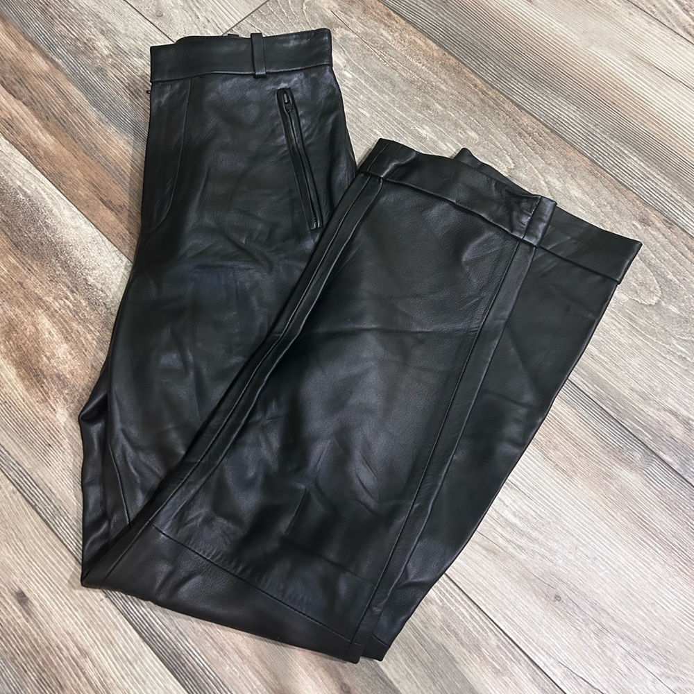 & Other Stories Women's Black Straight Leg Leather Pants size 2